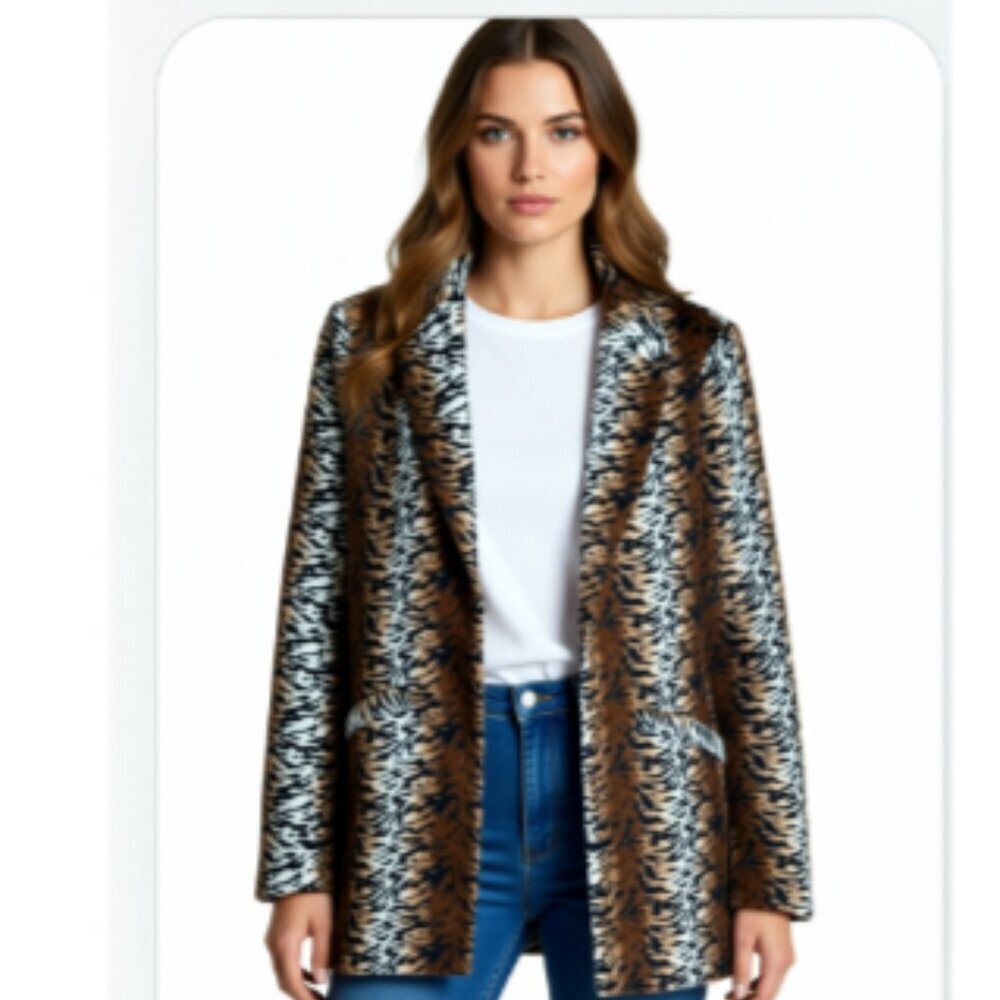 (Z3) Revamped beautiful Tiger striped boyfriend blazer. Amazing! Size M